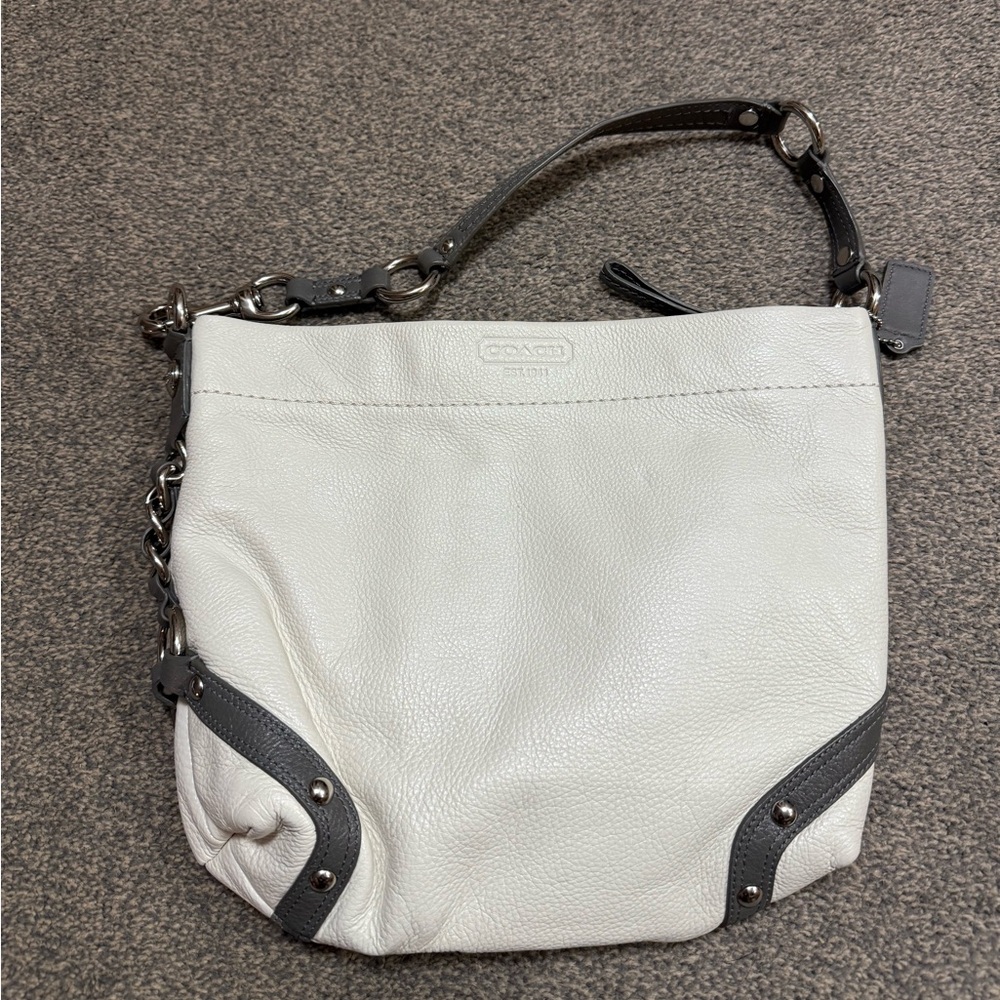 Vintage COACH Carly White Pebbled Leather Hobo Shoulder Bag Purse Y2K F15251